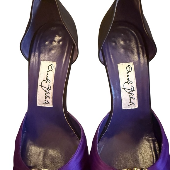 Manolo Blahnik Black and Purple Sedara Satin D'Orsay Pumps EU 39.5 US 9.5 - Picture 7 of 10